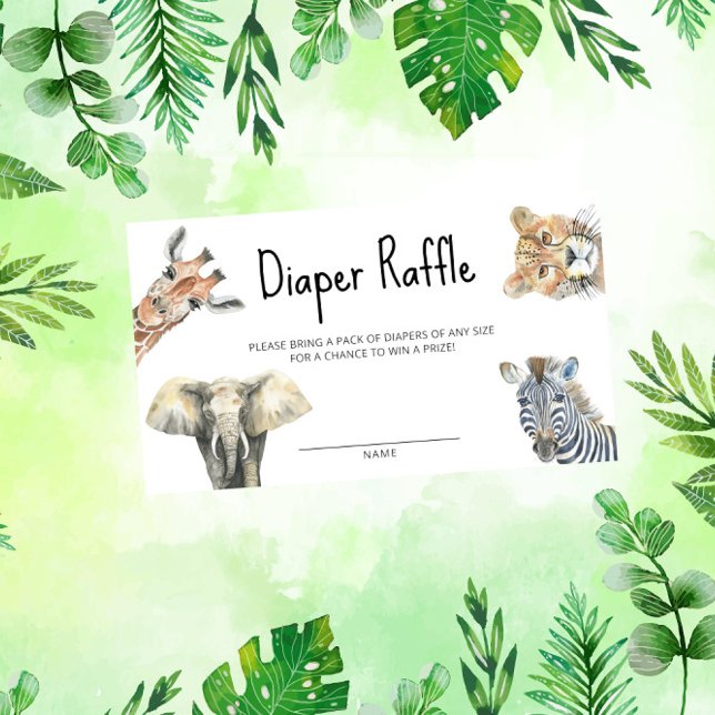 Watercolor safari animals - diaper raffle enclosure card (Creator Uploaded)