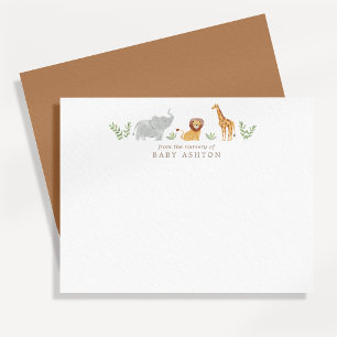 Watercolor Safari Animals Nursery Note Card
