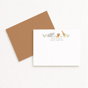 Watercolor Safari Animals Nursery Note Card