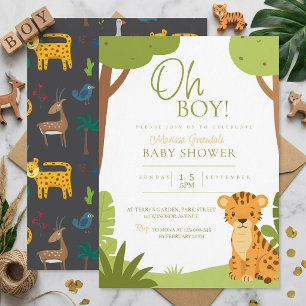 Watercolor Safari Animals Oh Boy Shower  Invitation