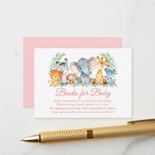 Watercolor Safari Animals Pink Books for Baby Enclosure Card