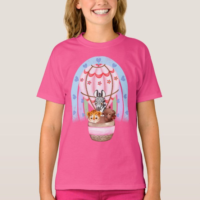 Watercolor Safari Animals Zebra, Tiger, Hippo Hot  T-Shirt (Front)