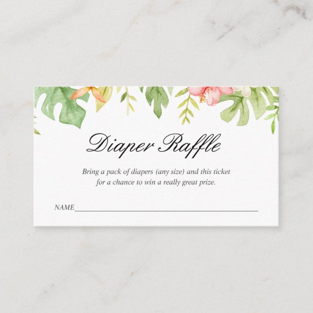 Watercolor Safari | Baby Shower Diaper Raffle Enclosure Card (Front)