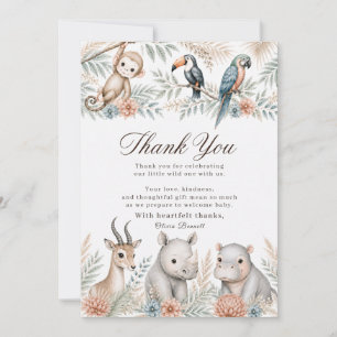 Watercolor Safari Baby Shower Thank You Card