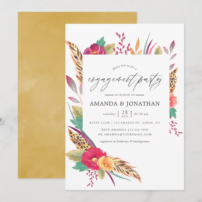 Watercolor Safari Engagement Party Invitation (Front/Back)