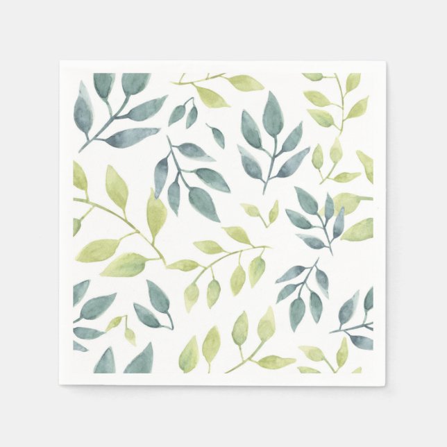 Watercolor Safari Foliage Pattern Kids Birthday Napkin (Front)