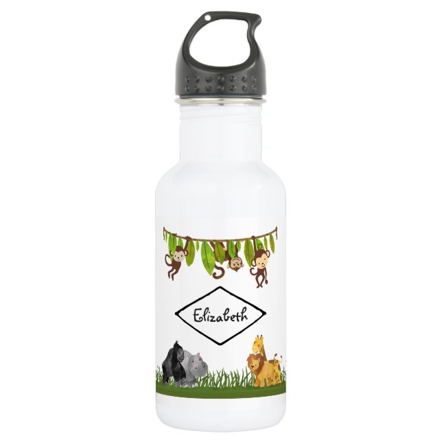 Watercolor Safari Jungle Animal Illustration 532 Ml Water Bottle (Front)