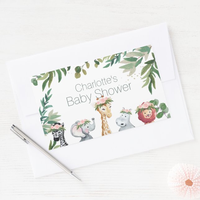Watercolor Safari Jungle Baby Shower Sticker (Envelope)