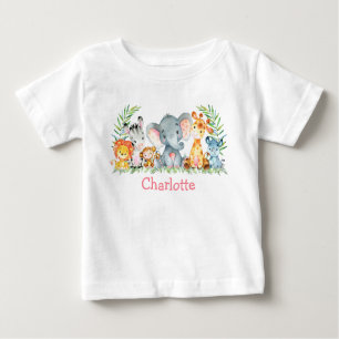 Watercolor Safari Jungle Cute Baby Animals Baby T-Shirt