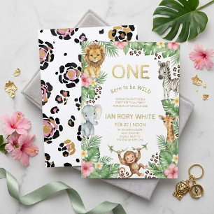 Watercolor Safari Jungle Safari First Birthday Invitation