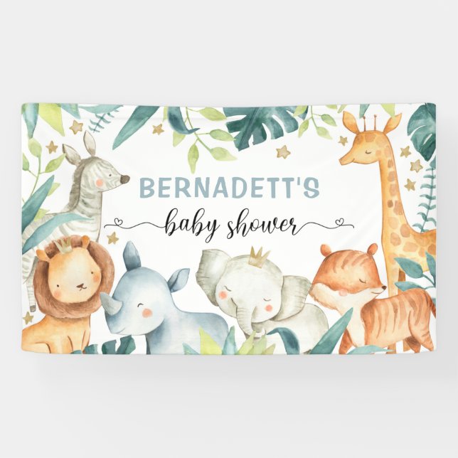 Watercolor Safari Wild Baby Shower Banner (Horizontal)
