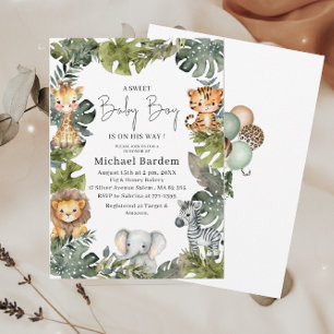 Watercolor Safari Wild One 1st Birthday Boy Invita Invitation