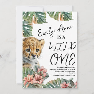 Watercolor Safari Wild One Baby Animal Birthday B Invitation