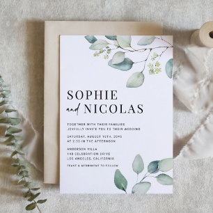 Watercolor Sage Green Eucalyptus Wedding Invitation