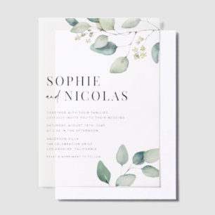 Watercolor Sage Green Eucalyptus Wedding Vellum Invitations