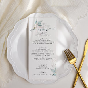 Watercolor sage green eucalyptus with rose menu