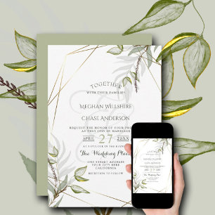 Watercolor Sage Green Foliage Invitation