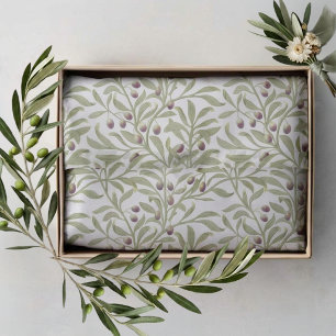 Watercolor Sage Green Olive Branch Botanical Tissue Paper