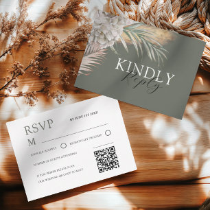 Watercolor Sage Green Palms & Floral Wedding RSVP