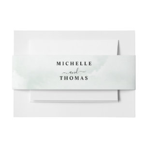 Watercolor Sage Green Wedding Invitation Belly Band
