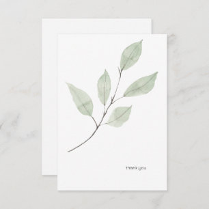 Watercolor Sage Greenery Custom White Thank You Card