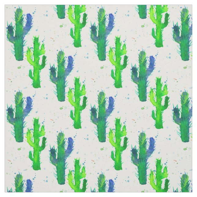 Watercolor Saguaro Cactus Fabric (Swatch)