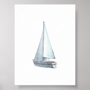 Watercolor sail boat print