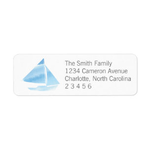 Watercolor Sailboat Blue Return Address