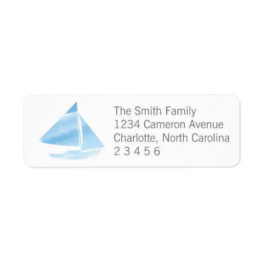 Watercolor Sailboat Blue Return Address Return Address Label