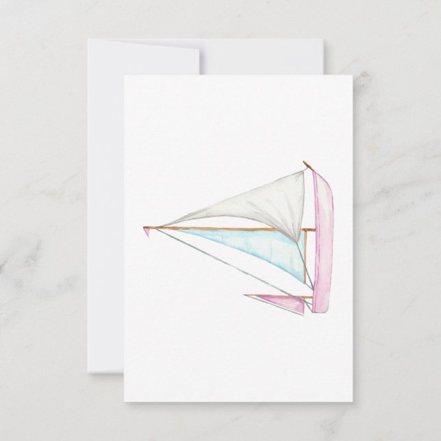 Watercolor Sailboat Funeral Thank You, Sympathy   Card (Back)