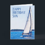 Watercolor Sailboat Happy Birthday Son Card<br><div class="desc">A birthday card for a son with a watercolor sailboat.</div>