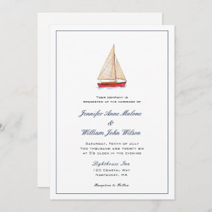 Watercolor Sailboat Nautical wedding invitation