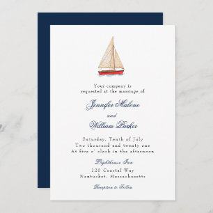 Watercolor Sailboat Nautical wedding invitation