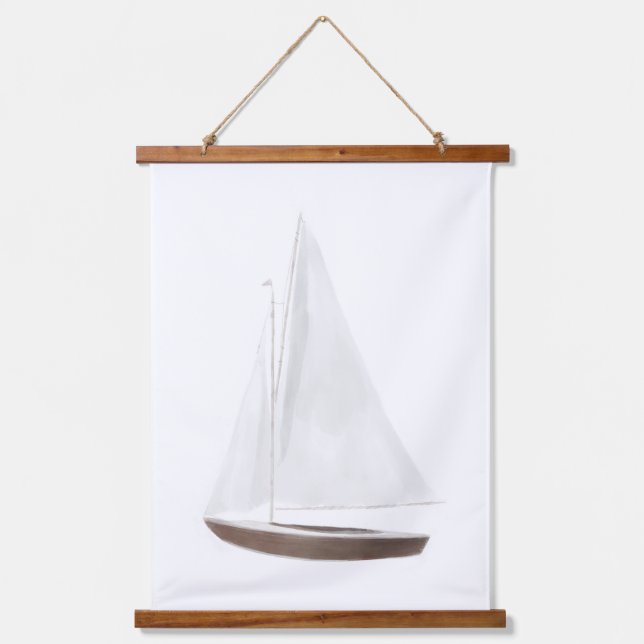 Watercolor Sailboat Nursery Decor Hanging Tapestry (Front)