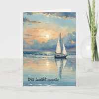 Watercolor Sailboat On Ocean Sympathy