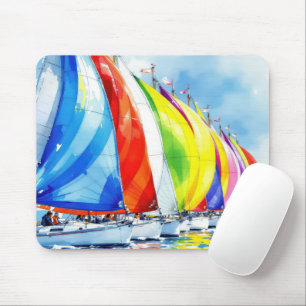 Watercolor Sailboat Race Mouse Mat