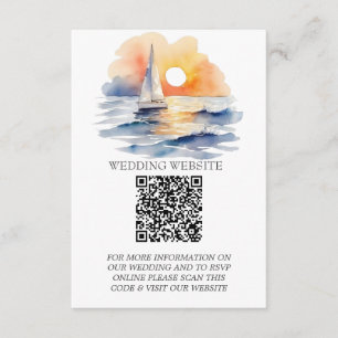 Watercolor Sailboat Sunset Seascape Wedding Enclosure Card