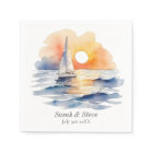 Watercolor Sailboat Sunset Seascape Wedding