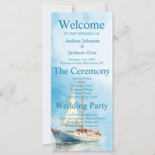 Watercolor Sailboat Wedding Program