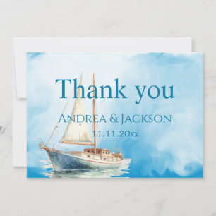 Watercolor Sailboat Wedding Thank You Card