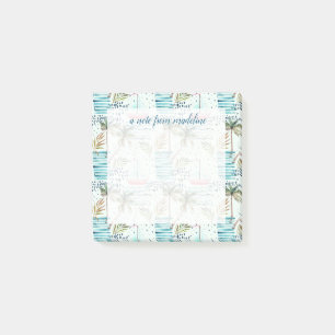 Watercolor Sailboat with Palm Tree Pattern Post-it Notes