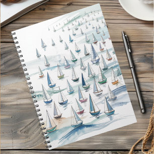 Watercolor Sailboats at Sea Nautical Notebook