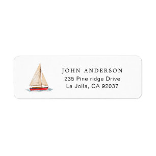 Watercolor Sailing boat nautical return address