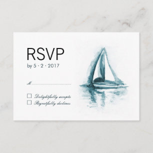 Watercolor Sailing Boat Wedding RSVP Response Card