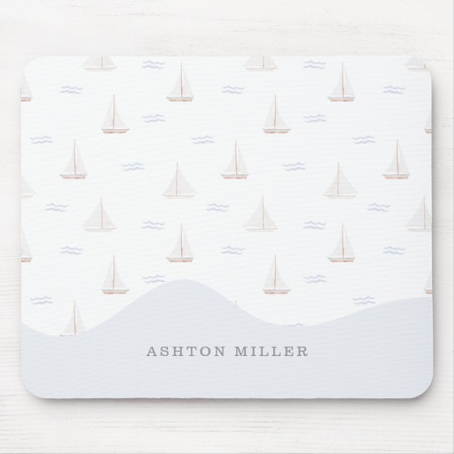 Watercolor Sailing Boats boy/girl  Mouse Mat (Front)