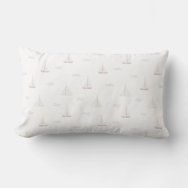 Watercolor sailing boats  lumbar cushion (Front)