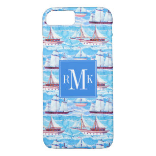 Watercolor Sailing Ships Pattern iPhone 8/7 Case