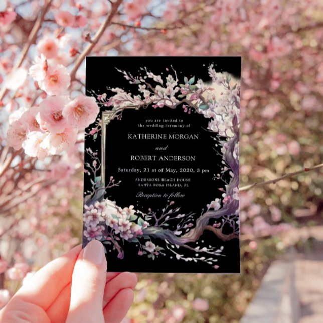 Watercolor Sakura Cherry Flower Wedding Invitation (Creator Uploaded)