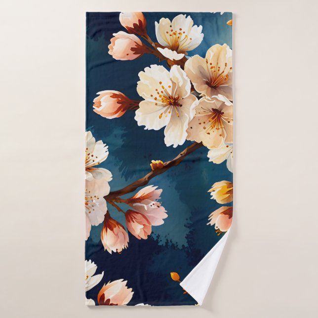 Watercolor Sakura Dreams Bath Towel Set (Bath Towel)