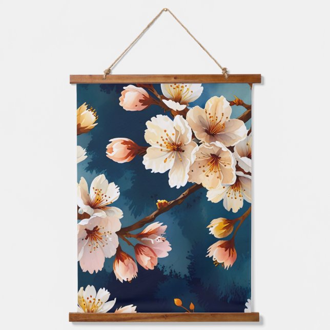 Watercolor Sakura Dreams Hanging Tapestry (Front)
